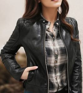 Veste en cuir PU surdimensionnée pour femme, col personnalisable, style hip-hop, fermeture éclair, mode décontractée hiver, vente en gros - Product Image 6