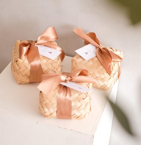 Hộp Quà Hình Khối Hộp Đan Bằng Tre Thủ Công Hộp Giỏ Quà Hình Vuông Nhỏ Xinh Xinh Cho Đám Cưới Giáng Sinh Sự Kiện Tiệc Sinh Nhật - Product Image 2