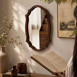 Artisan <b>Crafted</b> Wooden Wall <b>Mirror</b> for Living Room Decor - Product Image 2