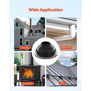 2 pz stivali lampeggianti EDPM neri ad alta temperatura per 6 \ "-11 \" tubi di scarico in metallo tubo del tetto adatto - Product Image 6