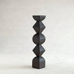Handcrafted Wooden Candle Holder Artisan Made Decorative Piece For Tables Shelves And <b>Fireplace</b> Displays - Product Image 3