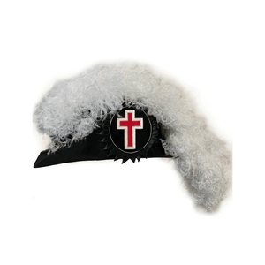 Chapeau brodé à la main en velours de coton rayé avec bordure en fourrure blanche, style Chevaliers Templiers, Chapeau Quatre Saisons - Product Image 4