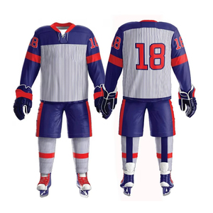 ชุดยูนิฟอร์มฮอกกี้น้ำแข็งขายดีที่สุด ลดราคาพิเศษ ผลิตจากโพลีเอสเตอร์ 100% พิมพ์โลโก้ตามสั่ง แห้งเร็ว ระบายอากาศได้ดี ชุดกีฬา ออกแบบสำหรับทีม - Product Image 1