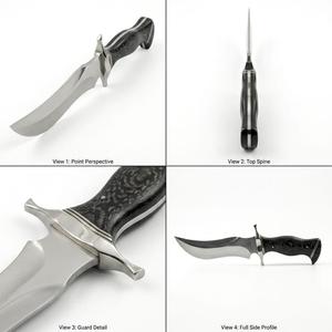Cuchillo utilitario para exteriores de acero de Damasco hecho a mano con mango de madera de Burl oscuro para bricolaje y OEM - Product Image 3