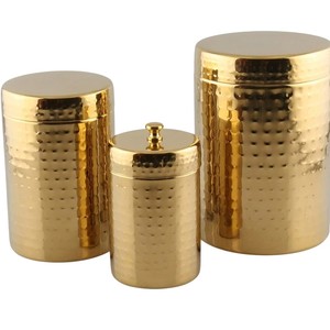 Best Selling Modern Rose Gold <b>Kitchen</b> Decor Canisters With Wooden Lid Metal <b>Storage</b> Jar Set Home <b>Storage</b> Canister Lowest Price - Product Image 6