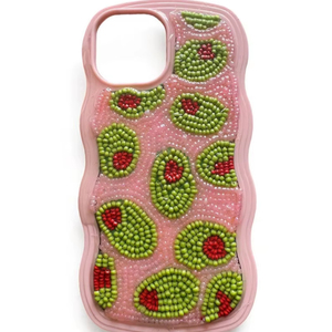 Sac bandoulière artisanal pour téléphone en perles avec longue sangle, pochette de luxe perlée pour mobile avec broderie en verre - Product Image 1