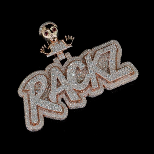 Rackz 18K <b>Gold</b> Plated IGI Certified Diamond <b>Pendant</b> Necklace Unisex Hiphop Style Brilliant Cut Natural Diamonds Everyday Wear - Product Image 2