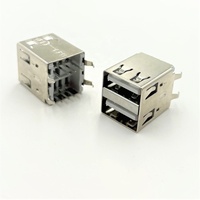 Conector DIP de 180 Grados con Doble Puerto USB A Hembra 2.0 de la Marca LITECONN Personalizado, Tipo RJ45, Conector Ethernet, Cumple con RoHS