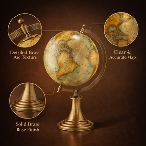 Globo Terráqueo de Escritorio Ejecutivo con Mapa del Mundo Detallado | Construcción de Hierro y Plástico |   Globo Terráqueo Educativo para Decoración de Escritorio de Oficina y Mesa de Estudio - Product Image 2