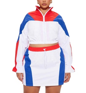 ชุดเซ็ตเสื้อแจ็คเก็ตและกางเกงขาสั้นกันลมผู้หญิง สีสันแบบคัสตอม สไตล์สตรีทแวร์ ซิปด้านหน้า ชุด 2 ชิ้น รุ่น 2026 - Product Image 1