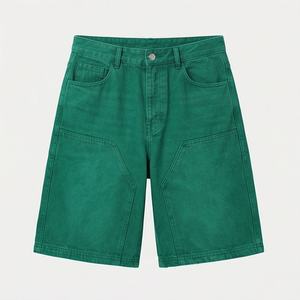 กางเกงยีนส์ขาสั้นผู้ชายแบบฟอกกรด แต่งผ้าปะติด ตะเข็บสีสดใส ทรงหลวม ขากว้าง สไตล์วินเทจ ลำลอง แฟชั่น - Product Image 1