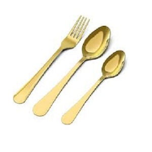 Ensemble de couverts de luxe en acier inoxydable, fourchette, cuillère, couteau, design élégant, finition miroir dorée, durable, réutilisable - Product Image 4
