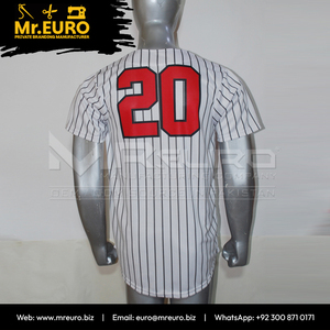 Custom Sublimation Baseball Jersey Badger 20 <b>Striped</b> <b>White</b> <b>Black</b> Short Sleeve Unisex Loose Fit Adult Team Apparel Front - Product Image 5