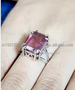 Anillo de boda y belleza de compromiso de Plata de Ley 925 más vendido, juego de piedras preciosas de turmalina rosa en plata chapada en rodio - Product Image 3