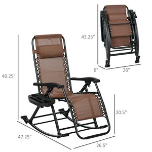 Ensemble de chaises à bascule personnalisées avec logo, pliables, inclinables, zéro gravité, avec coussin, porte-gobelet et porte-téléphone, marron, pour les voyages - Product Image 3