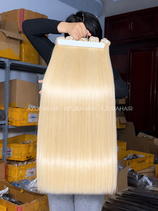 ผมต่อ AzuraHair แท้ 100% เวียดนาม เรมี่ ฮิวแมน เอ็กซ์เทนชั่นส์ แบบดับเบิ้ลดรอว์น HD เย็บด้วยเครื่องจักร ดับเบิ้ลเวฟท์ เนื้อผมตรงสลวย # สีบลอนด์ 613 - Product Image 4