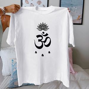 ไม่ว่าจะเป็นสัญลักษณ์ของอ้อมด้วยดอกบัวผ้าฝ้ายแท้สำหรับผู้หญิงสวมใส่สบาย - Product Image 4