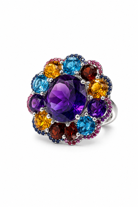 Bague en argent sterling 92,5 avec pierres multicolores KLSR-12278 - Product Image 2