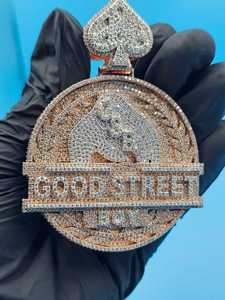 Colgante Circular de Lujo Personalizado con Nombre Estilo Bali, Chapado en Oro de 18K, Plata 925, Estilo Hip Hop, con Moissanita VVS, Bicolor - Product Image 5