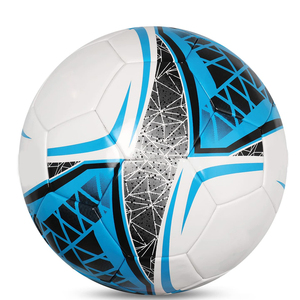 Nouveau design tendance Ballon de football blanc cyan bleu noir à motif géométrique Durable Qualité match Entraînement extérieur - Product Image 2