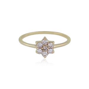 Anillo de banda hecho a mano en oro amarillo de 14k con forma floral de diamante natural, joyería fina al por mayor, anillo de regalo de aniversario para ella. - Product Image 5
