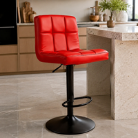 Ensemble de 2 tabourets de bar modernes de luxe en cuir, réglables en hauteur, pivotants, avec accoudoirs, repose-pieds et base en acier inoxydable, pour bar à domicile, salle à manger, salon