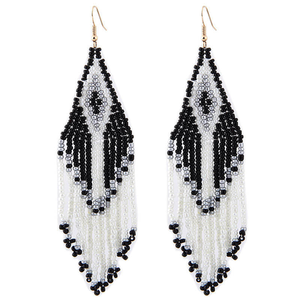 Colorful Seed Beads Tassel Miyuki Beads Earrings Embroidered Cotton Lightweight Earrings with Metal Fittings <b>Back</b> - Product Image 2