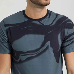 Camiseta de Manga Corta para Hombre, de Secado Rápido, con Estampado Abstracto, Corte Ajustado, Cuello Redondo, Estilo Casual - Product Image 4