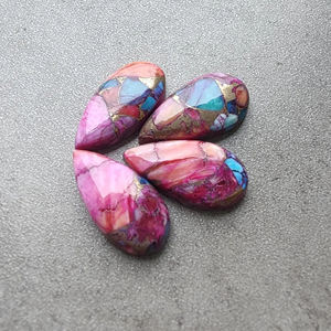 Cabochon de nacre rose véritable calibré en forme de poire |   Pierre naturelle non taillée pour bijoux - Product Image 1