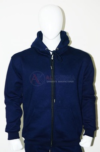 เสื้อฮู้ดซิปผู้ชายสีกรมท่า ผ้าฝ้ายฟลีซ 430 กรัม มีกระเป๋าหน้า ปักโลโก้ ทรงโอเวอร์ไซส์ ใส่สบาย ระบายอากาศได้ดี เสื้อสเวตเชิ้ตลำลอง - Product Image 2