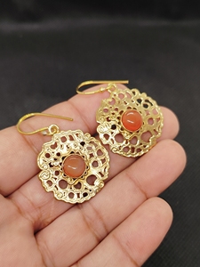 Women Fashion Gold Plated Brass Gemstone Earrings Handmade Brass Gemstone Jewelry Exporter Custom Gemstone Jewelry Supplier - Product Image 3