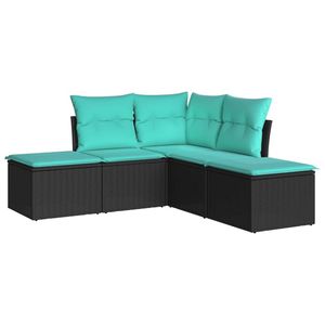 Ensemble de canapés de jardin en rotin PE noir, 5 pièces - Product Image 2