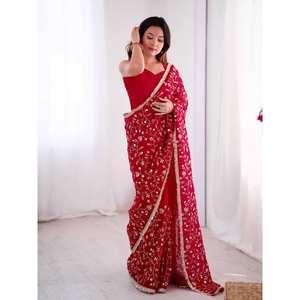 Saree brodé de créateur pour les fêtes Robes de carrière élégantes avec travail séquentiel - Product Image 1