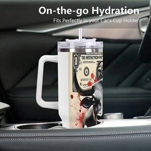 Vaso de Acero Inoxidable de 40oz con Diseño de Toro y Dinero para Uso Comercial - Product Image 3