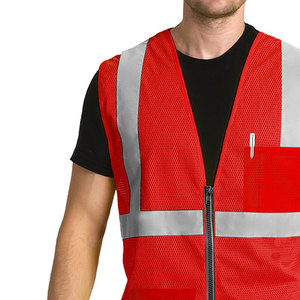 Chaleco de Seguridad Personalizado para Hombre con Bolsillo en el Pecho, Franjas Grises, Ropa de Trabajo, Material de Malla de Poliéster Reflectante, Logotipo Personalizado - Product Image 3