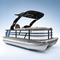 Bateau ponton familial en fibre de verre de 16 pieds avec moteur hors-bord de 90 CV, coque en EVA, design démontable, largeur de 8 pieds, certifié CE