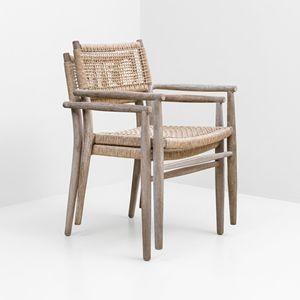 <b>Garden</b> <b>Chairs</b> Modern <b>Stackable</b> Solid Teak Wood Woven Rope Armrest Patio Seating for Luxury Hotel Resort Project Wholesale Supply - Product Image 3