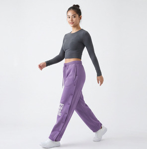 Women Printing Button <b>Down</b> Pants High Waist Baggy Drawstring Sweat Full Length Pants Casual Fashion <b>Trousers</b> Custom Ladies Pant - Product Image 6