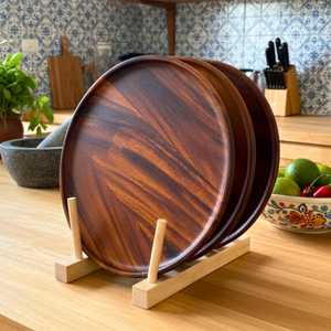 Ensemble d'assiettes en bois vintage faites à la main |   Grain de bois naturel |   Décoration rustique - Product Image 5