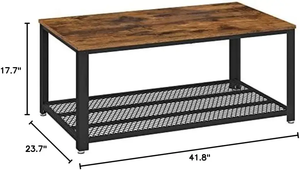 Industrial <b>Coffee</b> <b>Table</b> with Steel Frame Storage Shelf Easy Assembly Cocktail <b>Table</b> for Living Room Bedroom - Product Image 2