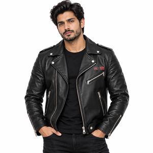 Veste en cuir pour homme, vêtements pour homme, vêtements d'extérieur, veste en cuir épaisse, service OEM, qualité supérieure, vente en ligne, tendance - Product Image 1