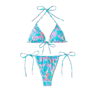 Nouvel ensemble de bikini tendance pour femme en Spandex/Nylon avec décoration en cristal, logo frontal, taille haute, 2 pièces, pour la natation et la plage - Product Image 3