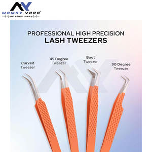 แหนบต่อขนตาแบบมืออาชีพ พรีเมียม ผลิตจากเหล็กญี่ปุ่น ด้ามจับเพชร สำหรับต่อขนตา อุปกรณ์เสริมความงาม ปลายไฟเบอร์ ชุด 4 ชิ้น - Product Image 5