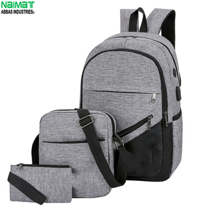 Naimat Durable PVC Oxford Cloth <b>Backpack</b> Set 3-Piece <b>Black</b> Outdoor Camping Bag for <b>Men</b> Women 2 Seasons - Product Image 4