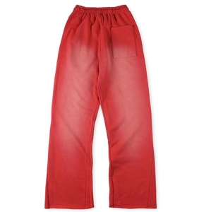 Pantalon empilé Hellstairs pour hommes personnalisé 350 450 g/m² 100% coton ourlet brut bord coupé soleil délavé à l'acide pantalon de survêtement évasé - Product Image 3