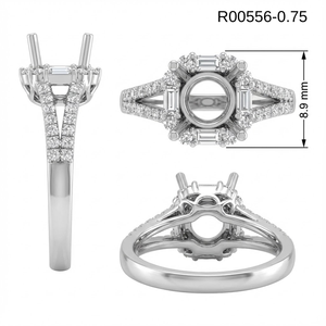 Anillo de Compromiso de Oro Sólido de 14k con Diseño Cuadrado de Lujo y Diamante Natural para Mujer, Anillo Semi-montado de Oro Real con Baguette para Boda - Product Image 6
