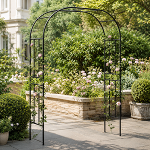 Arco de Metal Negro para Jardín con Enrejado para Rosas Trepadoras, Decoración para Patio, Bodas y Jardín - Product Image 1