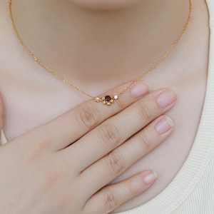 Pendentif grenat en argent sterling 925 plaqué or 14 carats, moissanite, collier délicat en forme de fleur, pierre de naissance, cadeau pour elle - Product Image 6