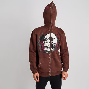 OEM Heavyweight Fleece 450gsm Algodón Full Face Zip Hombres Sudadera con capucha de gran tamaño personalizado Bordado Mens Full Face Zip up Hoodies - Product Image 1