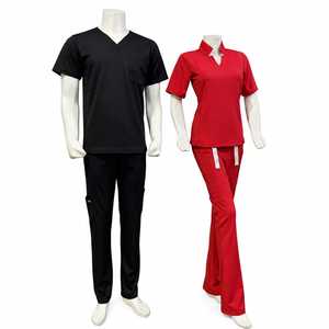 Ensemble d'uniformes médicaux pour hommes et femmes, haut à col en V et pantalon, respirant, en polyester, pour infirmiers, hôpitaux, vêtements de travail, logo personnalisé, fournisseur OEM - Product Image 1